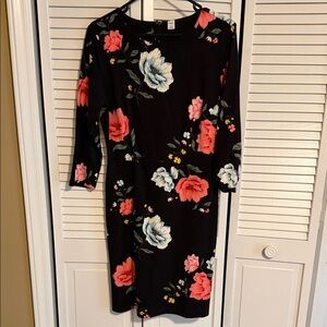 Old Navy Black Dress with Colorful Floral Pattern